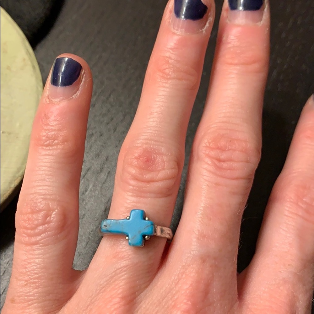 Turquoise cross ring size 6
